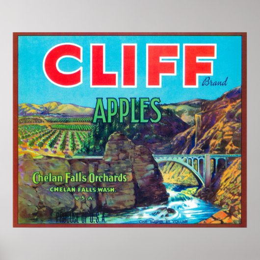 Cliff Apple Label - Chelan Herfsten, WA Poster (Voorkant)