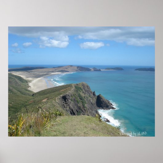 Cliff bij Cape Reinga, NZ, Foto van LMP Poster (Voorkant)