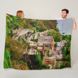 Cliff Castle, Sicilië, Italië Acrylkunst Fleece Deken