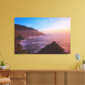 Cliff Coastal Uitzicht in Oregon op Sunset Canvas Afdruk (Insitu (Woonkamer))