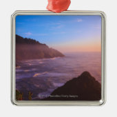 Cliff Coastal Uitzicht in Oregon op Sunset Metalen Ornament (Voorkant)