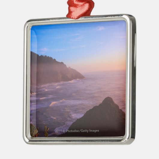 Cliff Coastal Uitzicht in Oregon op Sunset Metalen Ornament (Links)