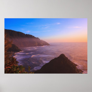 Cliff Coastal Uitzicht in Oregon op Sunset Poster