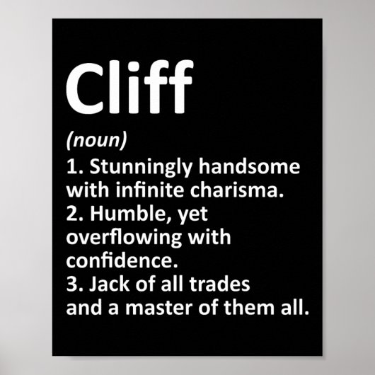 Cliff Definition Personalized Name Funny Birthday  Poster (Voorkant)