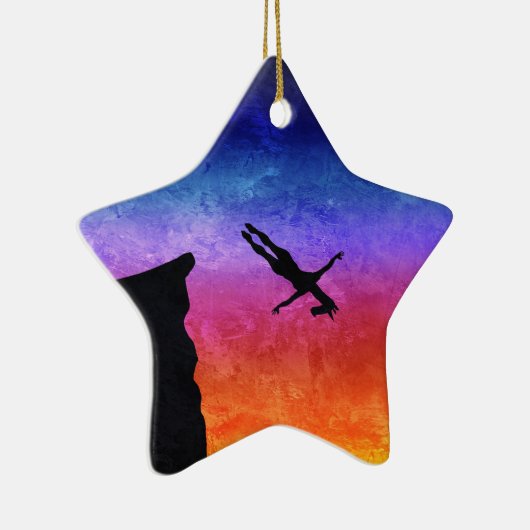 Cliff Dive Unicorn Keramisch Ornament (Rechts)