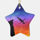 Cliff Dive Unicorn Keramisch Ornament (Links)