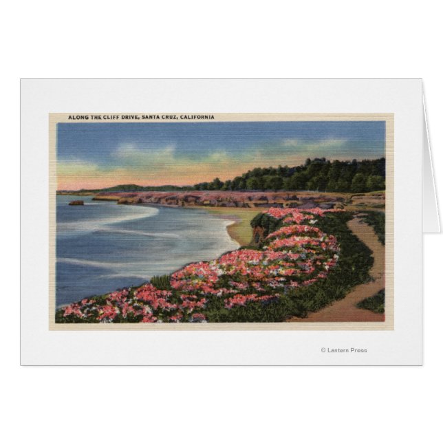 Cliff Drive Uitzicht Ocean, Beach & Flowers (Voorkant Horizontaal)