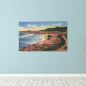 Cliff Drive Uitzicht Ocean, Beach & Flowers Canvas Afdruk (Insitu (Houten vloer))