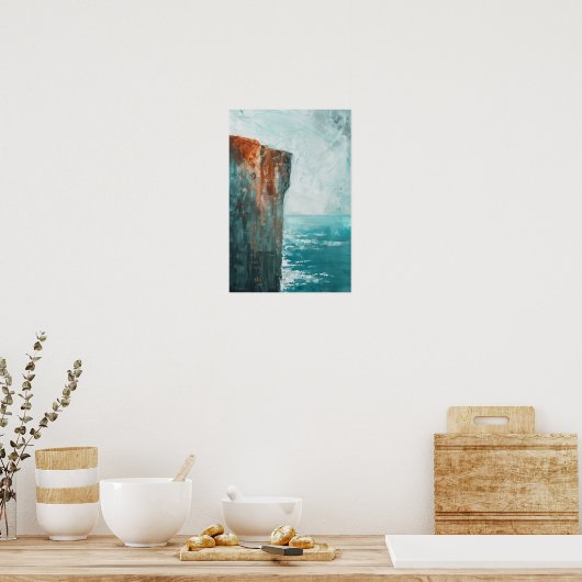 Cliff Edge in het Ocean Landscape olieverfschilder Poster (Keuken)