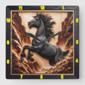 Cliff Gallop's gepersonaliseerde houtsoort Mustang Vierkante Klok (Voorkant)