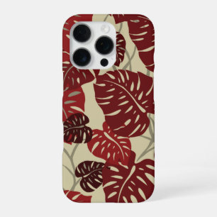Cliff Hanger Hawaiaans Monstera-blad Rood iPhone 16 Pro Hoesje