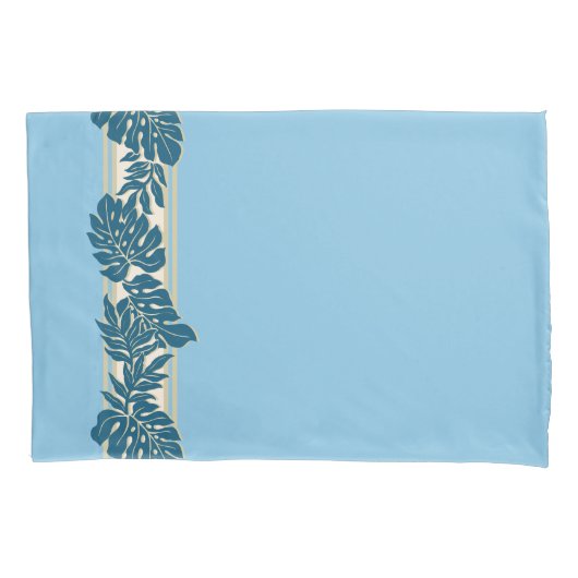 Cliff Hanger Hawaiaanse Monstera Blad Blauw Kussensloop (Voorkant)