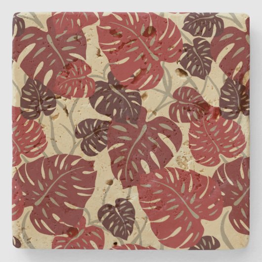 Cliff Hanger Hawaiian Leaf Print Tiki Onderzetters (Voorkant)