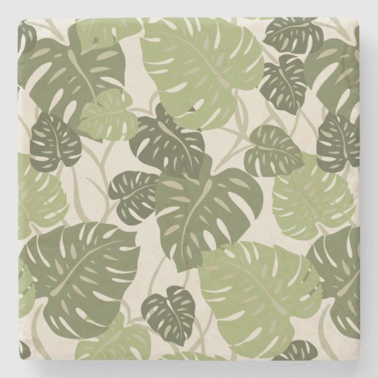 Cliff Hanger Hawaiian Leaf Print Tiki Onderzetters (Voorkant)