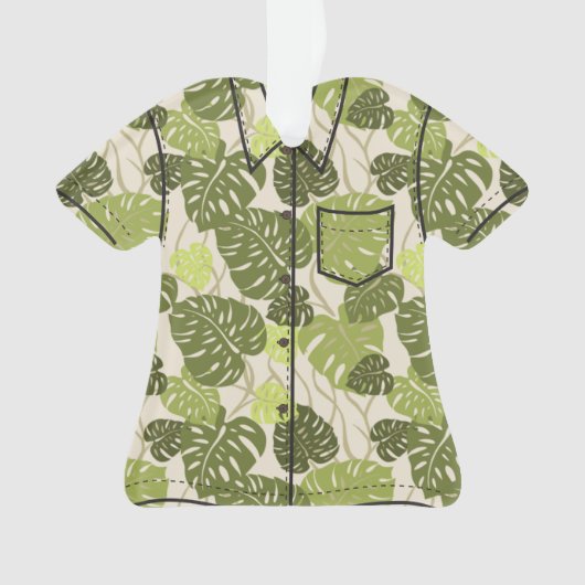 Cliff Hanger Hawaiian Monstera Leaf Aloha Shirt Ornament (voorkant)