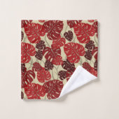 Cliff Hanger Hawaiian Monstera Leaf Coordinate Red Bad Handdoek (Wasdoekje)