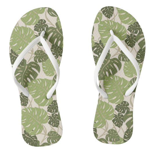 Cliff Hanger Hawaiian Monstera Leaf Teenslippers (Voetbed)