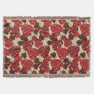 Cliff Hanger Hawaiian Monstera Leaf Throw Blanket Deken