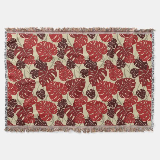 Cliff Hanger Hawaiian Monstera Leaf Throw Blanket Deken (Voorkant)