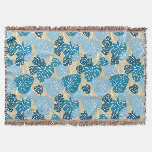 Cliff Hanger Hawaiian Monstera Leaf Throw Blanket Deken (Voorkant)