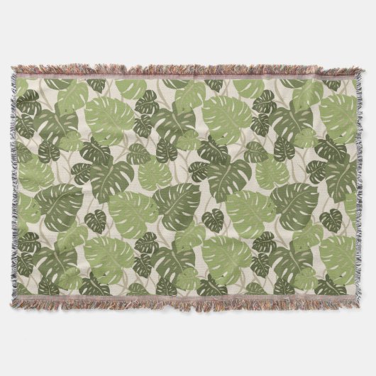 Cliff Hanger Hawaiian Monstera Leaf Throw Blanket Deken (Voorkant)