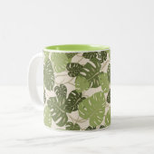 Cliff Hanger Hawaiian Monstera Leaf Tweekleurige Koffiemok (Voorkant links)