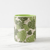 Cliff Hanger Hawaiian Monstera Leaf Tweekleurige Koffiemok (Center)