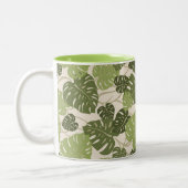 Cliff Hanger Hawaiian Monstera Leaf Tweekleurige Koffiemok (Links)