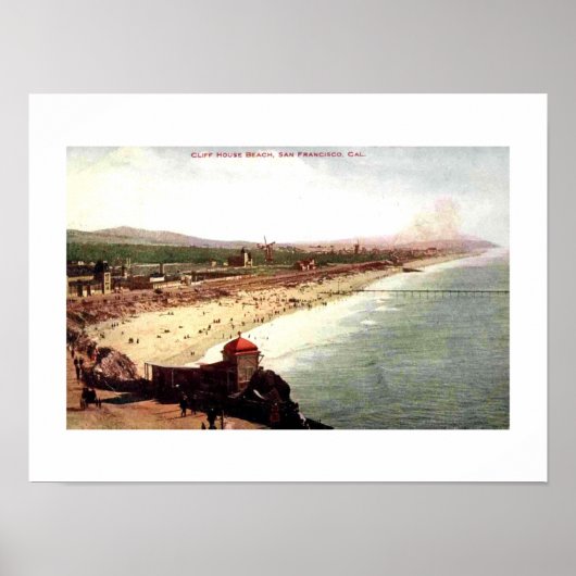 Cliff House Beach San Francisco 1910 stijl Poster (Voorkant)