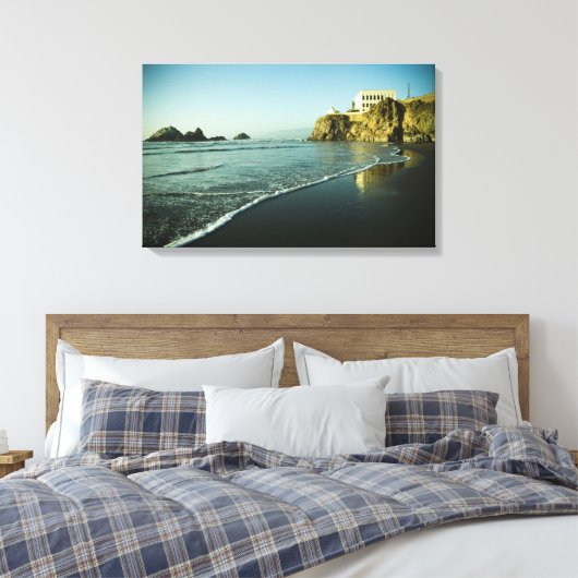 Cliff House, strand. Canvas Afdruk (Insitu (Slaapkamer))
