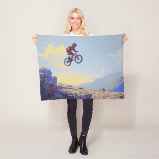 Cliff Jumping BMXer- BMX Rider Design Fleece Deken (In situ)