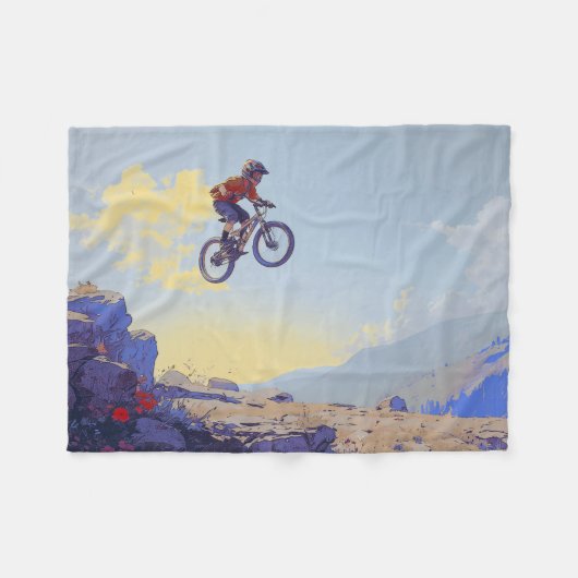 Cliff Jumping BMXer- BMX Rider Design Fleece Deken (Voorkant (Horizontaal))
