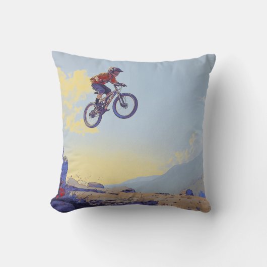Cliff Jumping BMXer- BMX Rider Design Kussen (Voorkant)