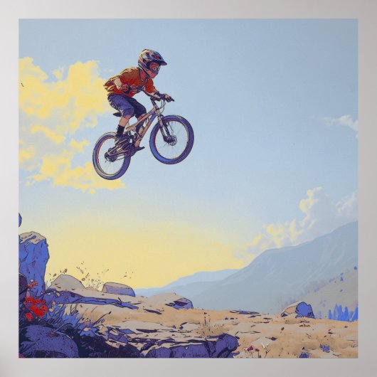 Cliff Jumping BMXer- BMX Rider Design Poster (Voorkant)