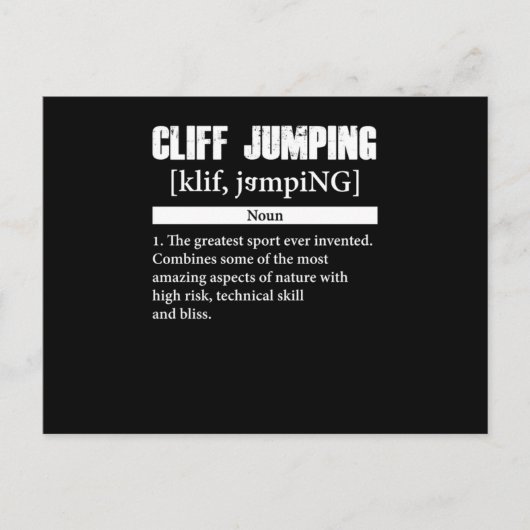 Cliff Jumping Definition Cliff Diving Gift Briefkaart (Voorkant)