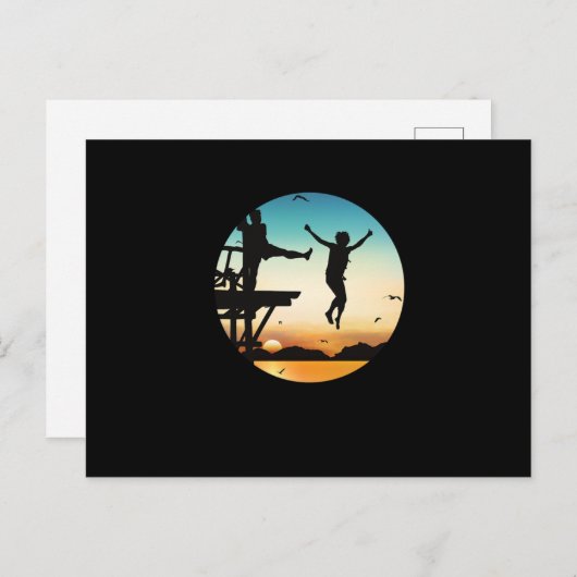 Cliff Jumping Sunset Cliff Jump Cliff Diving Gift Briefkaart (Voorkant / Achterkant)