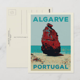 Cliff kustillustratie Algarve Portugal Briefkaart