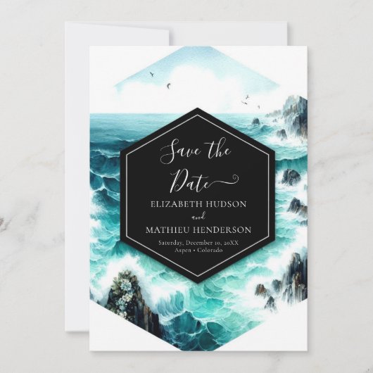 Cliff Ocean Nautical Wedding Save The Date (Voorkant)