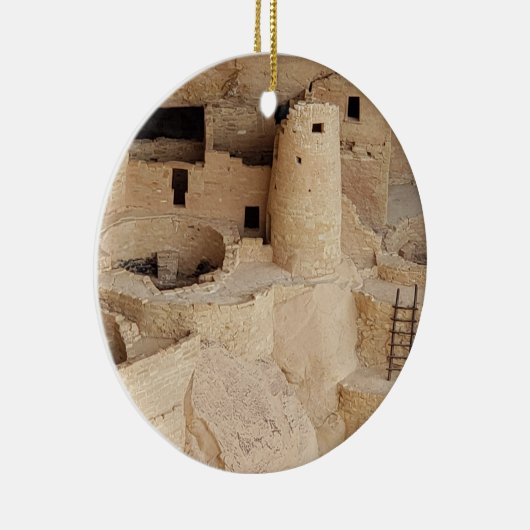 Cliff Palace bij het Nationaal Park Mesa Verde, Co Keramisch Ornament (Rechts)