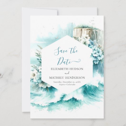 Cliff Typography Nautische bruiloft Save The Date (Voorkant)