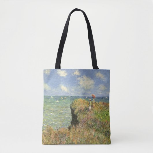 Cliff Walk in Pourville door Claude Monet Tote Bag (Voorkant)