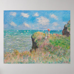 Cliff Walk te Pourville (1882) door Claude Monet Poster