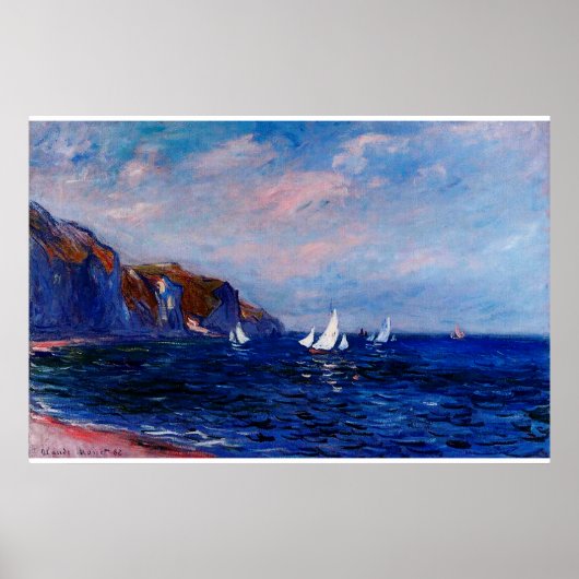 Cliffs and Sailbots at Pourville,1882 Poster (Voorkant)