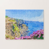 Cliffs of Moher Flowers Waterverf Puzzle Legpuzzel (Horizontaal)