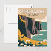 Cliffs of Moher Ireland Floral Travel Art  Briefkaart (Voorkant / Achterkant)