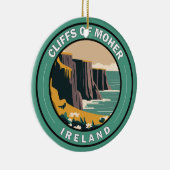 Cliffs of Moher Ireland Floral Travel Art  Keramisch Ornament (Rechts)