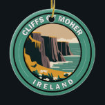 Cliffs of Moher Ireland Floral Travel Art  Keramisch Ornament<br><div class="desc">Cliff of Moher vectorart design. De Cliffs of Moher zijn zee kliffen die zich bevinden aan de zuidwestelijke rand van de regio Burren in het graafschap Clare,  Ierland.</div>