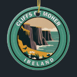 Cliffs of Moher Ireland Floral Travel Art  Keramisch Ornament<br><div class="desc">Cliff of Moher vectorart design. De Cliffs of Moher zijn zee kliffen die zich bevinden aan de zuidwestelijke rand van de regio Burren in het graafschap Clare,  Ierland.</div>