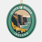 Cliffs of Moher Ireland Floral Travel Art  Keramisch Ornament (Links)