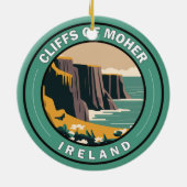 Cliffs of Moher Ireland Floral Travel Art  Keramisch Ornament (Achterkant)